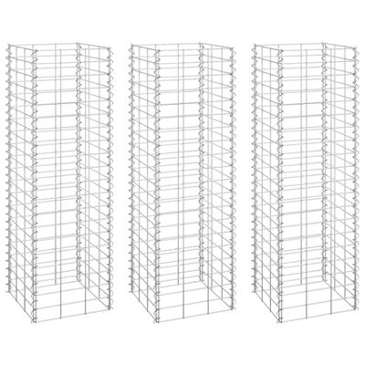 vidaXL Gabionen-Hochbeete 3 Stk. 30x30x100 cm Eisen