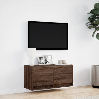 vidaXL TV-Wandschrank mit LED-Leuchten Braun Eichen-Optik 80x31x38 cm