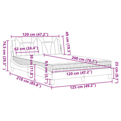 vidaXL Bett mit Matratze Grau 120x200 cm Kunstleder