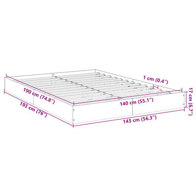 vidaXL Bettgestell Betongrau 140x190 cm Holzwerkstoff