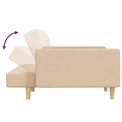 vidaXL Schlafsofa 2-Sitzer mit 2 Kissen Creme Stoff