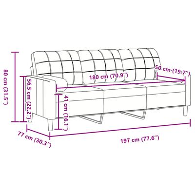 vidaXL 3-Sitzer-Sofa mit Zierkissen Schwarz 180 cm Samt