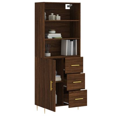 vidaXL Highboard Braun Eichen-Optik 69,5x34x180 cm Holzwerkstoff