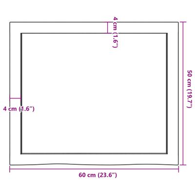 vidaXL Tischplatte Dunkelbraun 60x50x(2-6)cm Massivholz Eiche