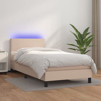 vidaXL Boxspringbett mit Matratze & LED Cappuccino-Braun 80x200cm