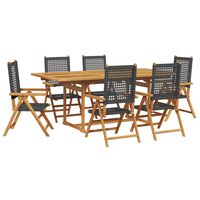 vidaXL 7-tlg. Garten-Essgruppe Poly Rattan und Massivholz Schwarz