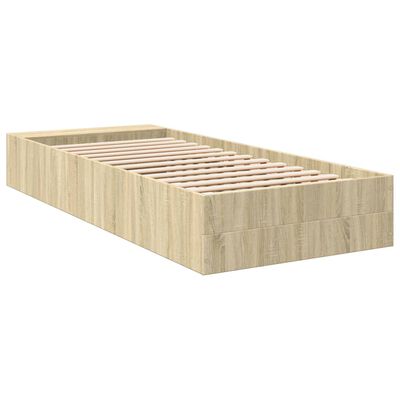 vidaXL Bettgestell Sonoma-Eiche 75x190 cm Holzwerkstoff