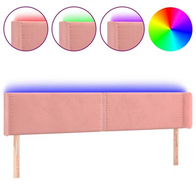 vidaXL LED Kopfteil Rosa 203x16x78/88 cm Samt