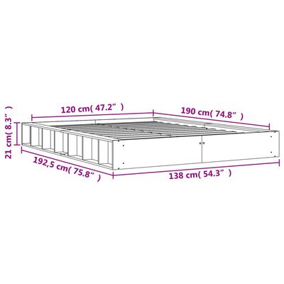 vidaXL Massivholzbett ohne Matratze Wachsbraun 120x190 cm Kiefernholz