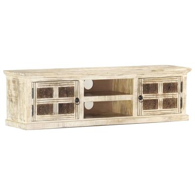 vidaXL TV-Schrank Weiß 130×30×36 cm Massivholz Mango