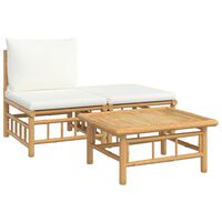 vidaXL 3-tlg. Garten-Lounge-Set mit Kissen Creme Bambus