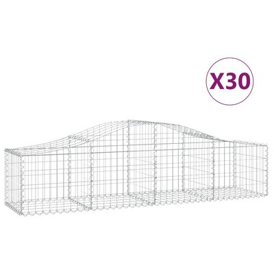 vidaXL Gabionen mit Hochbogen 30 Stk. 200x50x40/60 cm Verzinktes Eisen