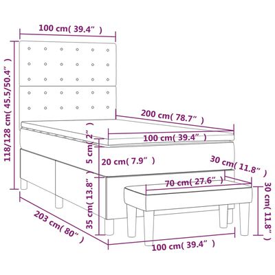 vidaXL Boxspringbett mit Matratze Rosa 100x200 cm Samt