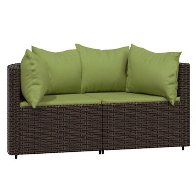 vidaXL 3-tlg. Garten-Lounge-Set mit Kissen Braun Poly Rattan