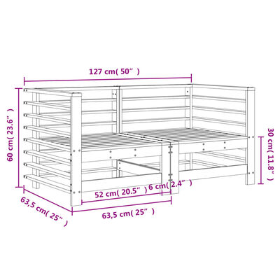 vidaXL Garten-Ecksofas 2 Stk. Grau Massivholz Kiefer