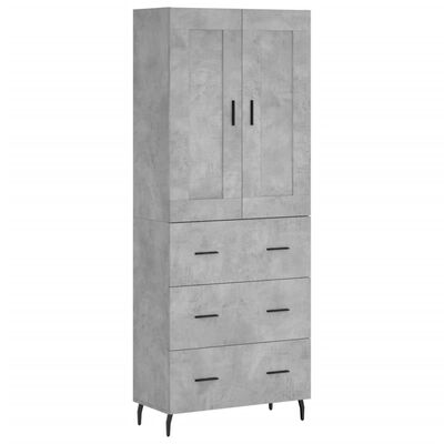 vidaXL Highboard Betongrau 69,5x34x180 cm Holzwerkstoff