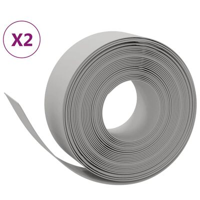 vidaXL Rasenkanten 2 Stk. Grau 10 m 20 cm Polyethylen