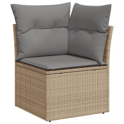 vidaXL 6-tlg. Garten-Sofagarnitur mit Kissen Beige Poly Rattan