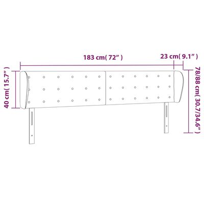 vidaXL Kopfteil mit Ohren Cappuccino-Braun 183x23x78/88 cm Kunstleder