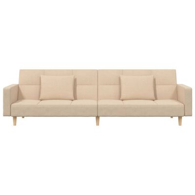 vidaXL Schlafsofa 2-Sitzer mit 2 Kissen Creme Stoff