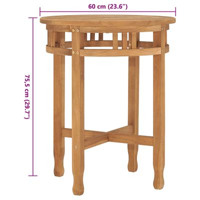 vidaXL Bistrotisch Ø60x60 cm Teak Massivholz