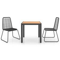 vidaXL 3-tlg. Garten-Essgruppe PVC Rattan Schwarz und Braun