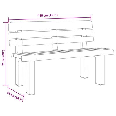 vidaXL Gartenbank Weiß 110x52x71 cm Polypropylen