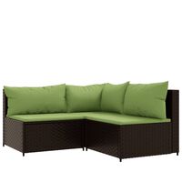 vidaXL 3-tlg. Garten-Lounge-Set mit Kissen Braun Poly Rattan