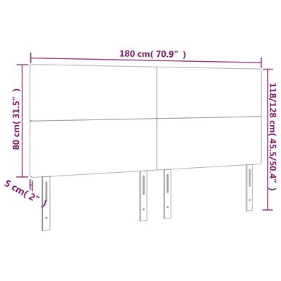 vidaXL LED Kopfteil Schwarz 180x5x118/128 cm Kunstleder