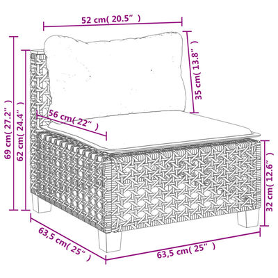 vidaXL 8-tlg. Garten-Sofagarnitur mit Kissen Schwarz Poly Rattan