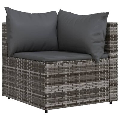 vidaXL Garten-Ecksofa mit Kissen Grau Poly Rattan