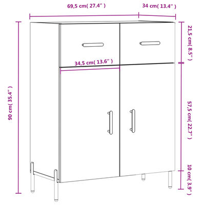 vidaXL Sideboard Weiß 69,5x34x90 cm Holzwerkstoff