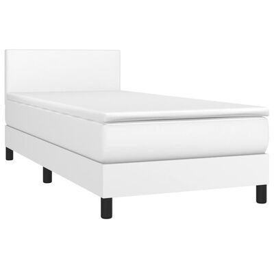 vidaXL Boxspringbett mit Matratze Weiß 90x190 cm Kunstleder