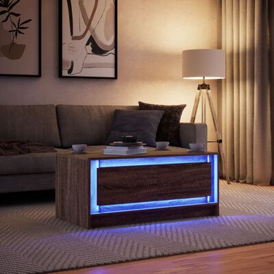 vidaXL LED-Couchtisch Braun Eichen-Optik Holzwerkstoff