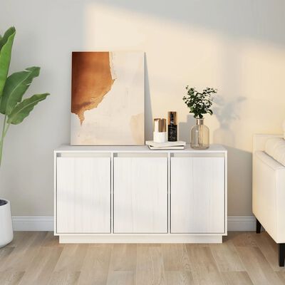 vidaXL Sideboard Weiß 111x34x60 cm Massivholz Kiefer