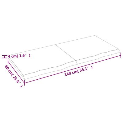 vidaXL Tischplatte Dunkelbraun 140x60x(2-4)cm Massivholz Eiche