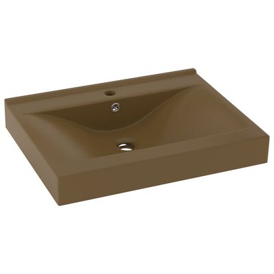 vidaXL Luxus-Waschbecken mit Hahnloch Matt-Creme 60x46 cm Keramik