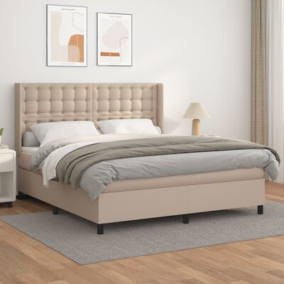 vidaXL Boxspringbett Matratze Cappuccino-Braun 180x200 cm Kunstleder