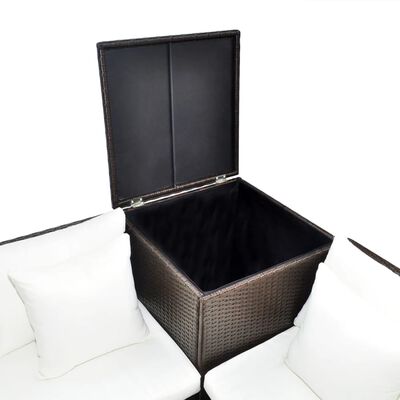 vidaXL 4-tlg. Garten-Lounge-Set mit Auflagen Poly Rattan Braun