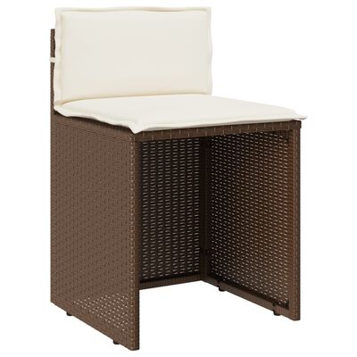 vidaXL 3-tlg. Bistro-Set mit Kissen Braun Poly Rattan