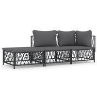 vidaXL 3-tlg. Garten-Lounge-Set mit Kissen Anthrazit Stahl