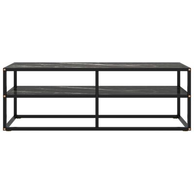 vidaXL TV-Schrank Schwarz mit Hartglas Marmor-Optik 120x40x40 cm