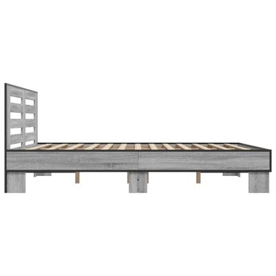 vidaXL Bettgestell Grau Sonoma 160x200 cm Holzwerkstoff und Metall