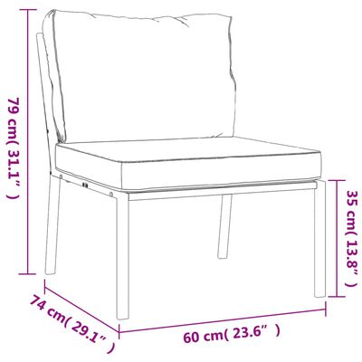 vidaXL 6-tlg. Garten-Lounge-Set mit Grauen Kissen Stahl