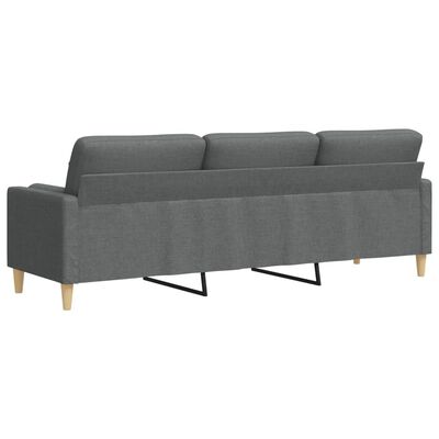 vidaXL Sofa 3-Sitzer mit Zierkissen Dunkelgrau 210 cm Stoff