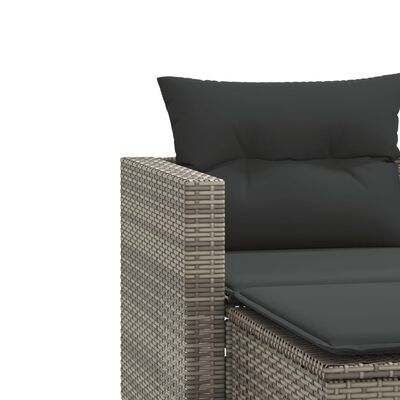 vidaXL Gartensofa 2-Sitzer mit Hockern Grau Poly Rattan