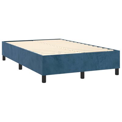 vidaXL Boxspringbett mit Matratze & LED Dunkelblau 120x200 cm Samt