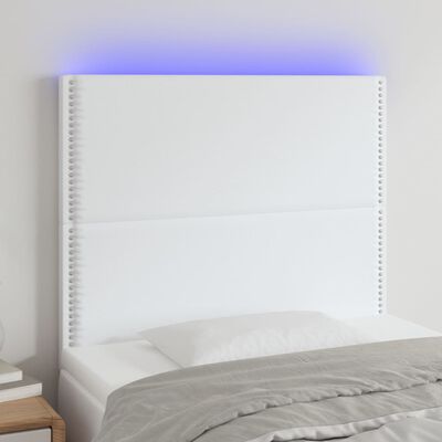 vidaXL LED Kopfteil Weiß 100x5x118/128 cm Kunstleder