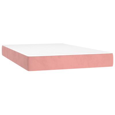 vidaXL Boxspringbett mit Matratze & LED Rosa 120x200 cm Samt