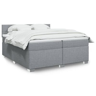 vidaXL Boxspringbett mit Matratze Hellgrau 200x200 cm Stoff